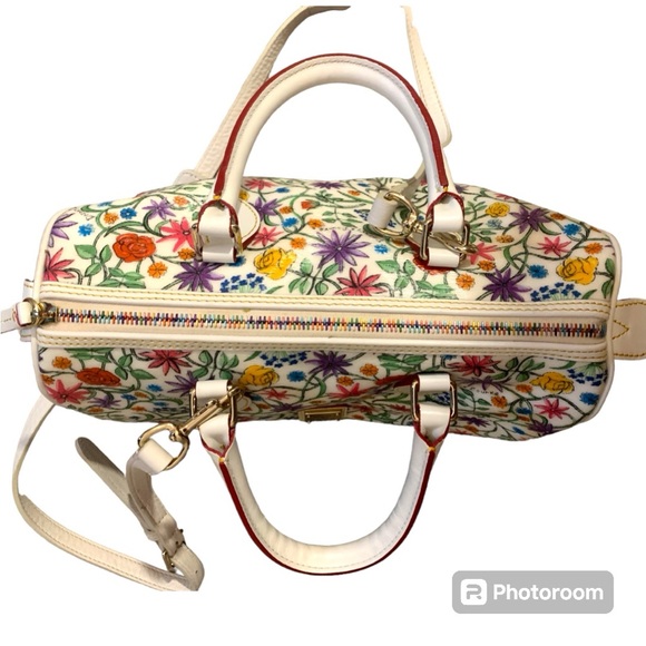 Dooney & Bourke  🌈 Rainbow zip ,Floral Satchel with crossbody strap EUC - Picture 2 of 15